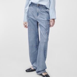 Rag & Bone Miramar Nora Wide-Leg Cargo Sweatpant Jeans Celeste Blue NWT 27